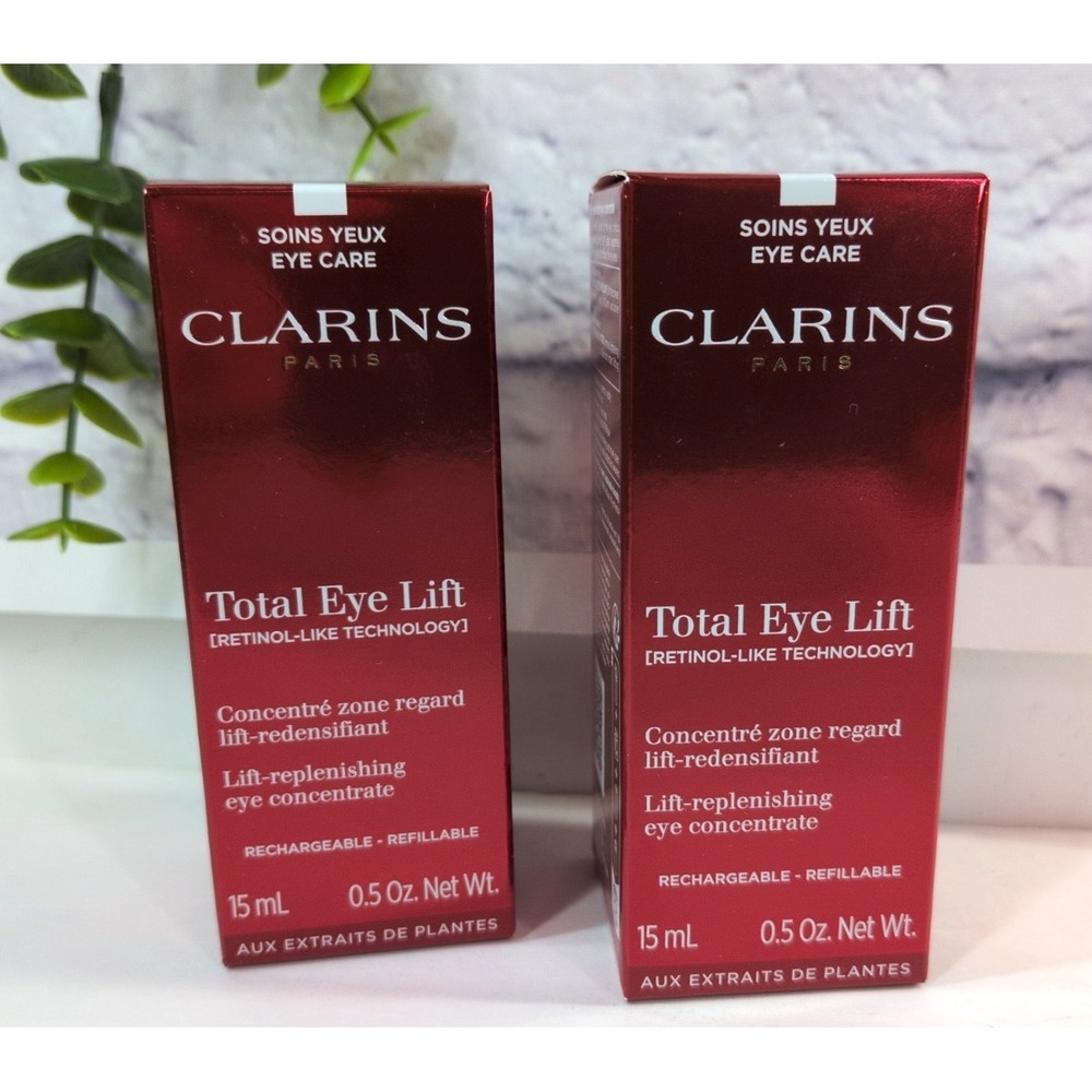 NIB LOT 2😍Clarins Total Eye Lift Retinol-Like Technology Eye Concentrate 0.5 oz